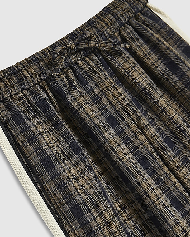 Girls Blue Check Lace Taping Trousers