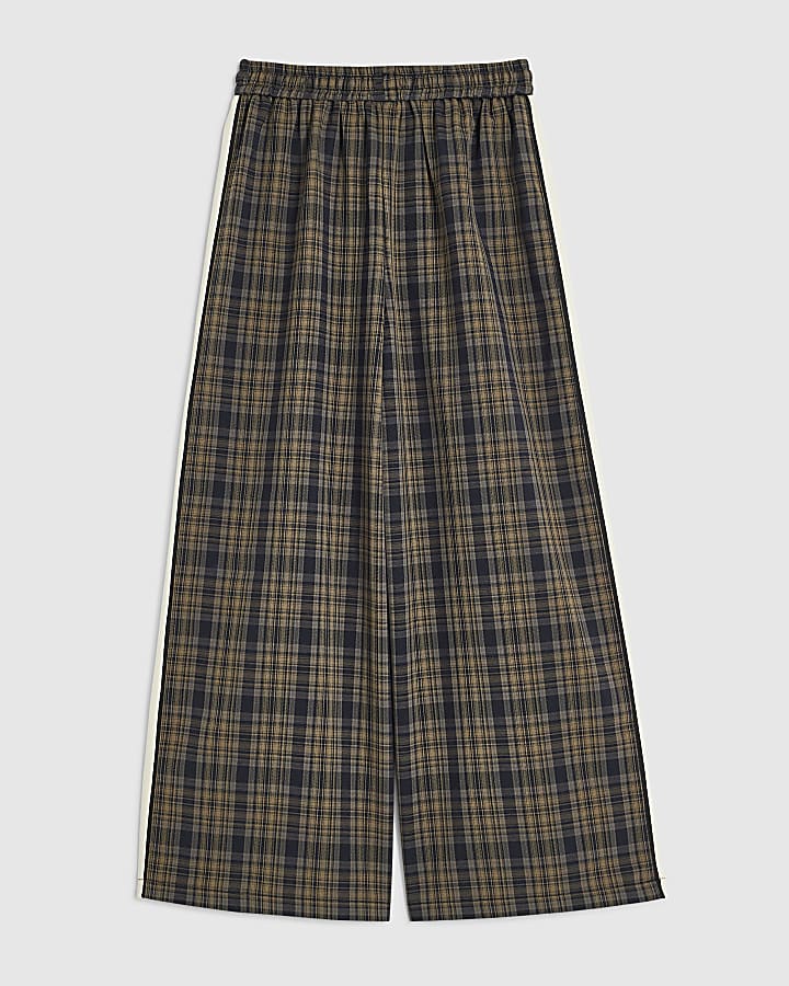 Girls Blue Check Lace Taping Trousers