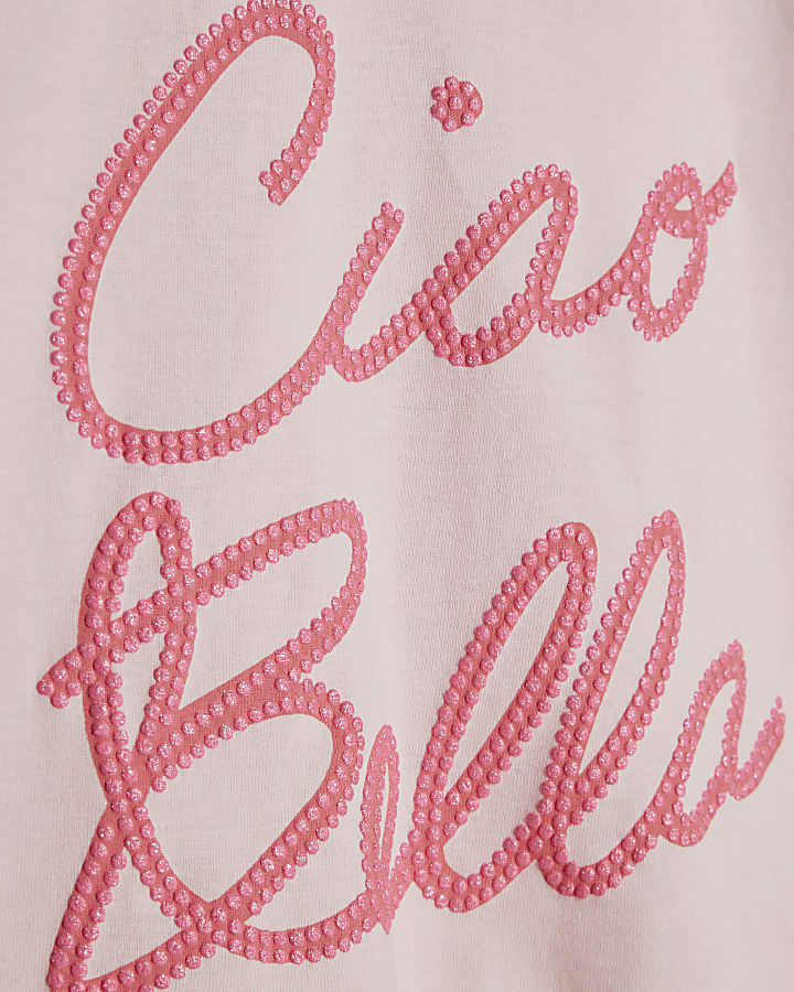 Girls Pink Ciao Bella Cropped T-Shirt