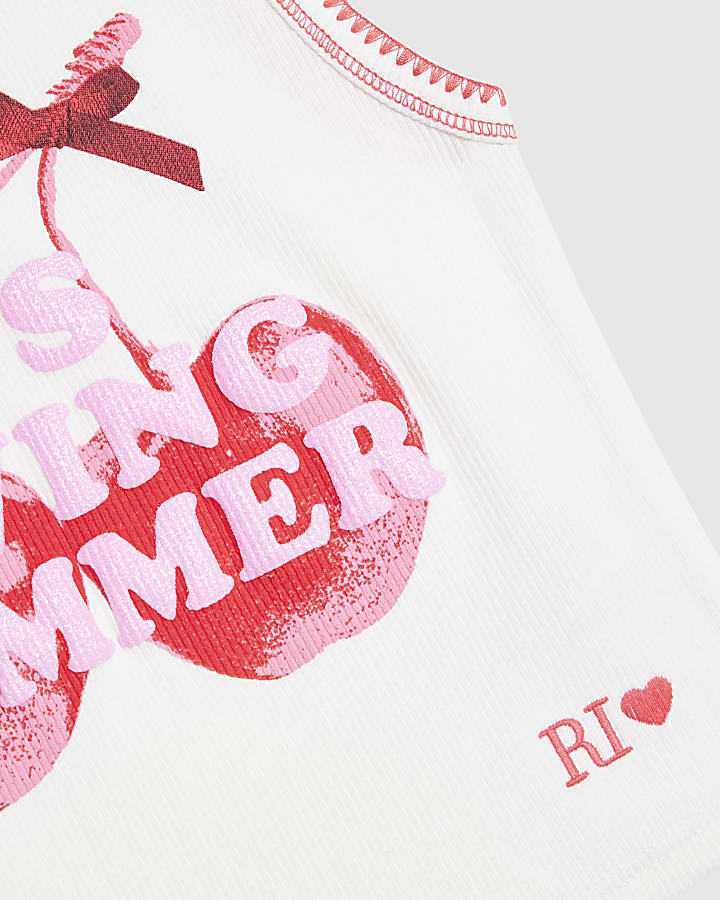 Girls Black Giving Summer Stitch Tank Top
