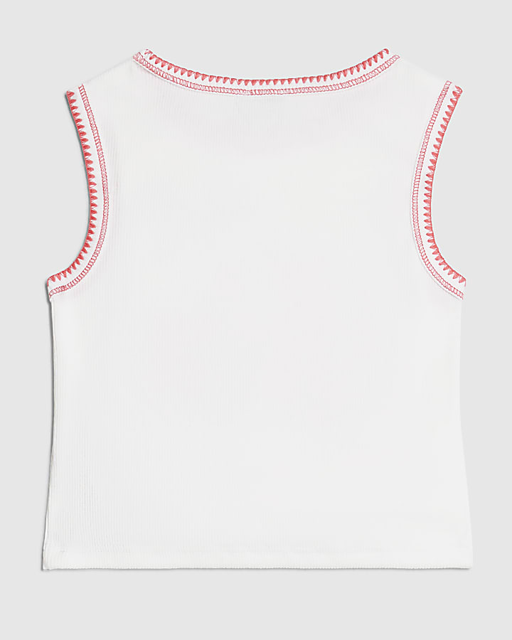 Girls Black Giving Summer Stitch Tank Top