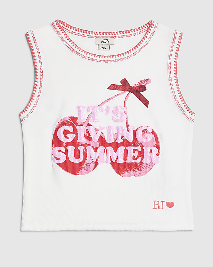 Girls Black Giving Summer Stitch Tank Top