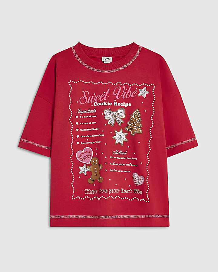 Girls Red Christmas Recipe T-Shirt