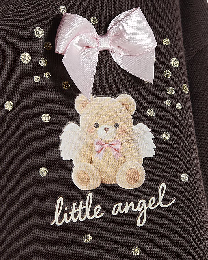 Mini Girls Brown Little Angel Zip Through Set