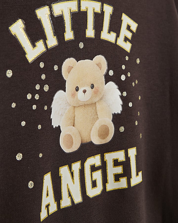 Mini Girls Brown Little Angel Zip Through Set
