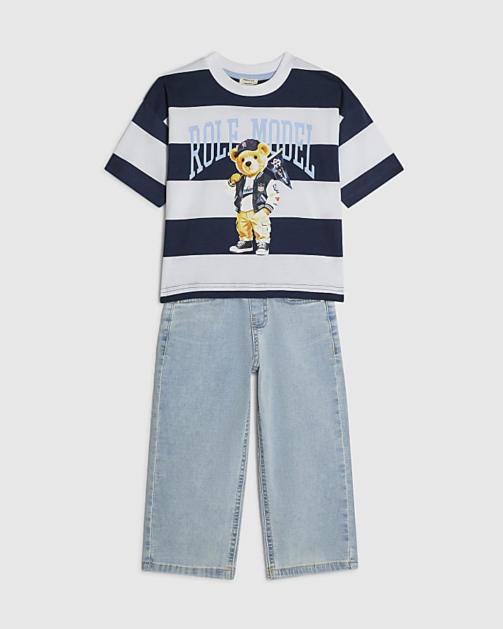 Mini Boys Navy Role Model T-Shirt Set