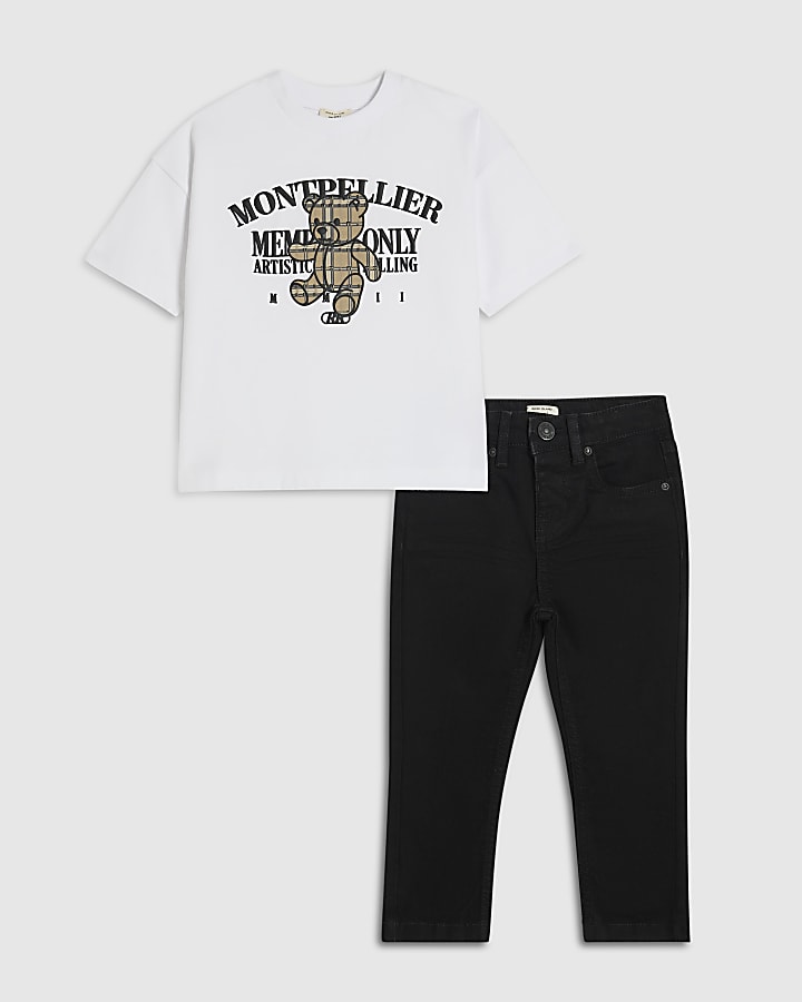 Mini Boys White Montpellier Bear T-Shirt Set
