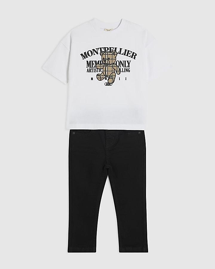 Mini Boys White Montpellier Bear T-Shirt Set