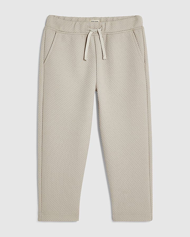 Mini Boys Beige Smart Joggers