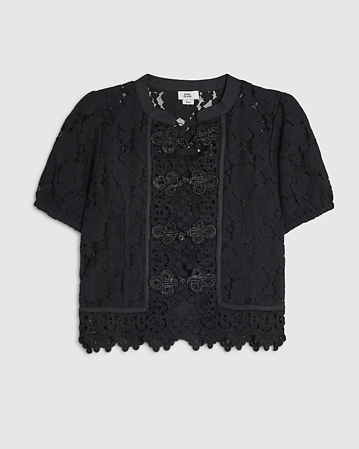 Girls Black Lace Drummer T-Shirt