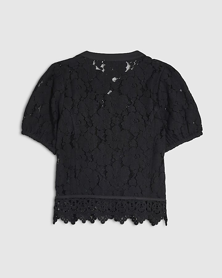Girls Black Lace Drummer T-Shirt