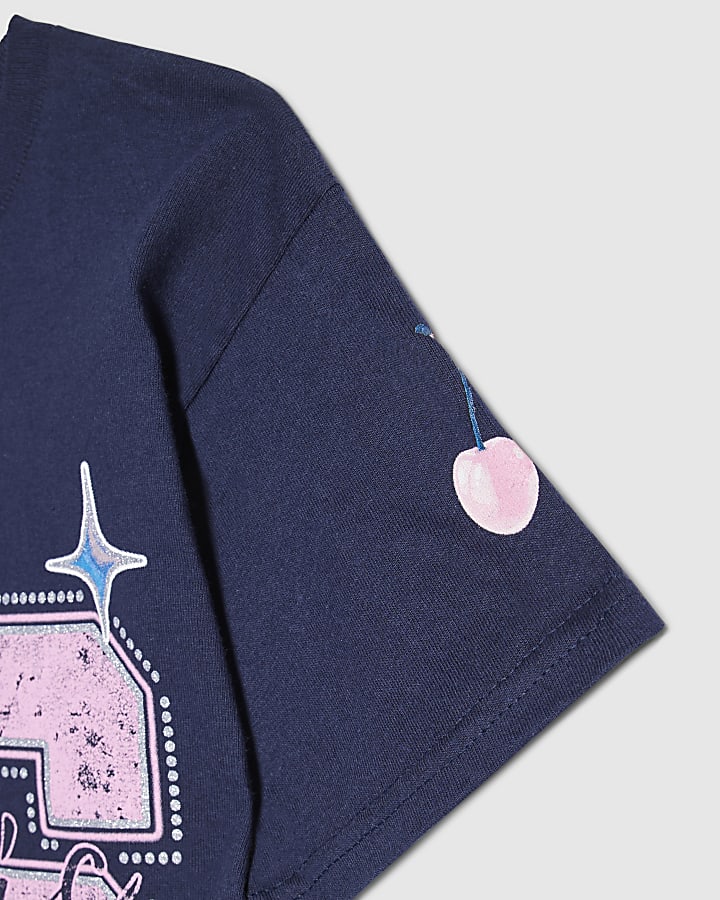 Girls Navy 36 Cherry T-Shirt