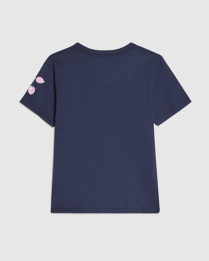Girls Navy 36 Cherry T-Shirt