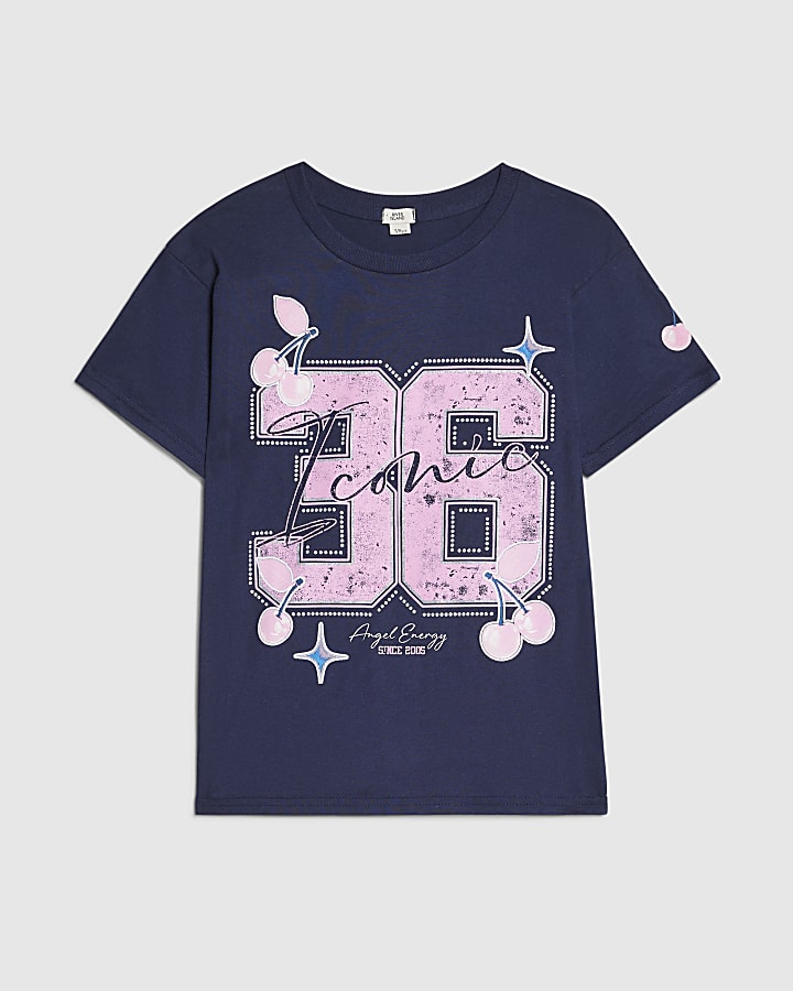 Girls Navy 36 Cherry T-Shirt