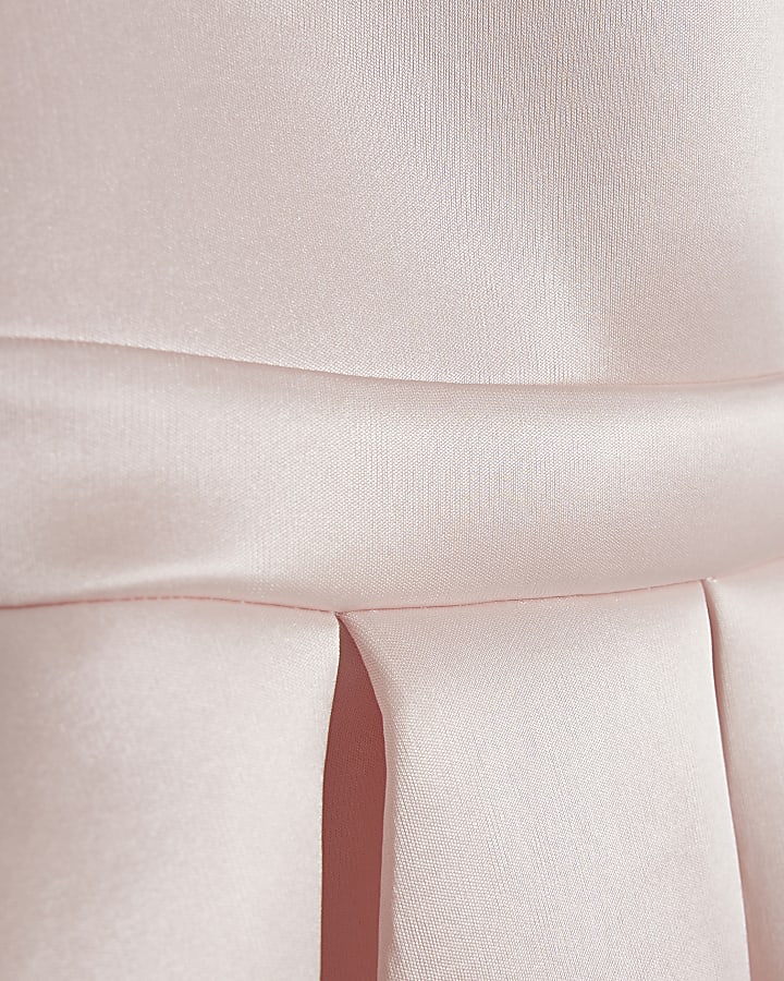 Mini Girls Pink Satin Bonded Dress