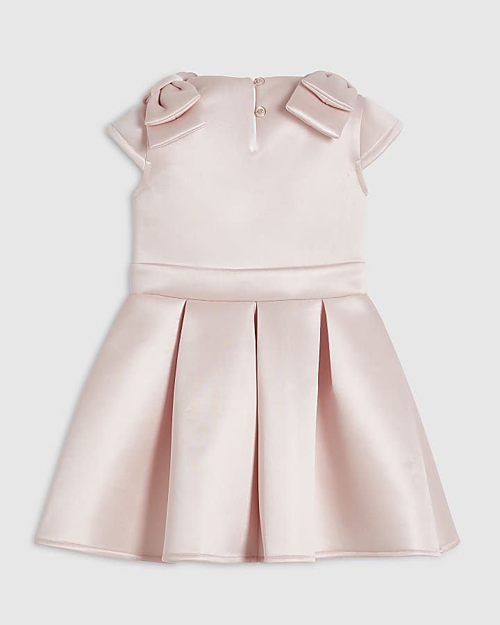 Mini Girls Pink Satin Bonded Dress