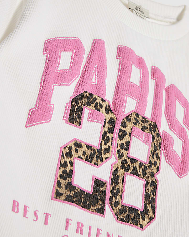 Girls White Paris 28 T-Shirt Set