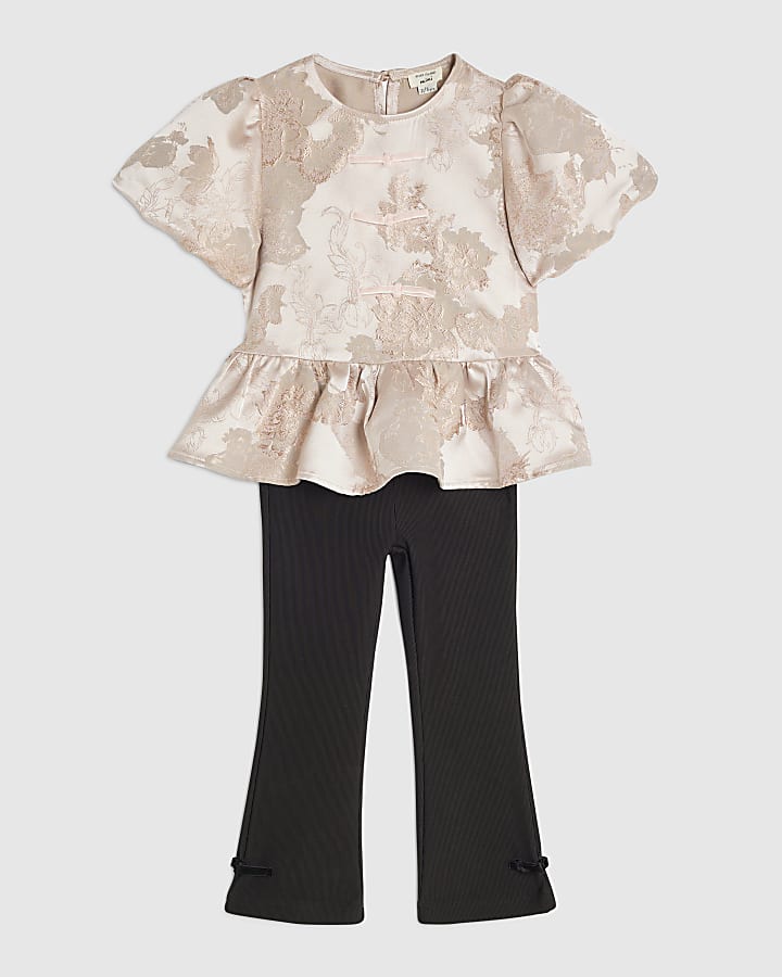 Mini Girls Pink Top And Ponte Leggings Set