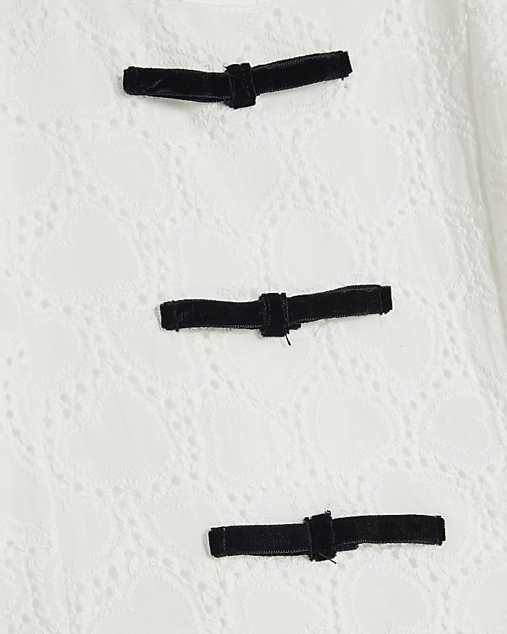 Mini Girls White Lace Top Ponte Leggings Set