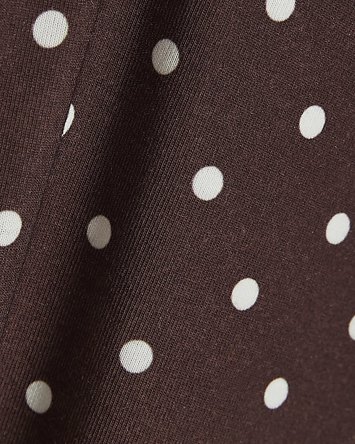 Girls Brown Tie Side Spot T-Shirt Set