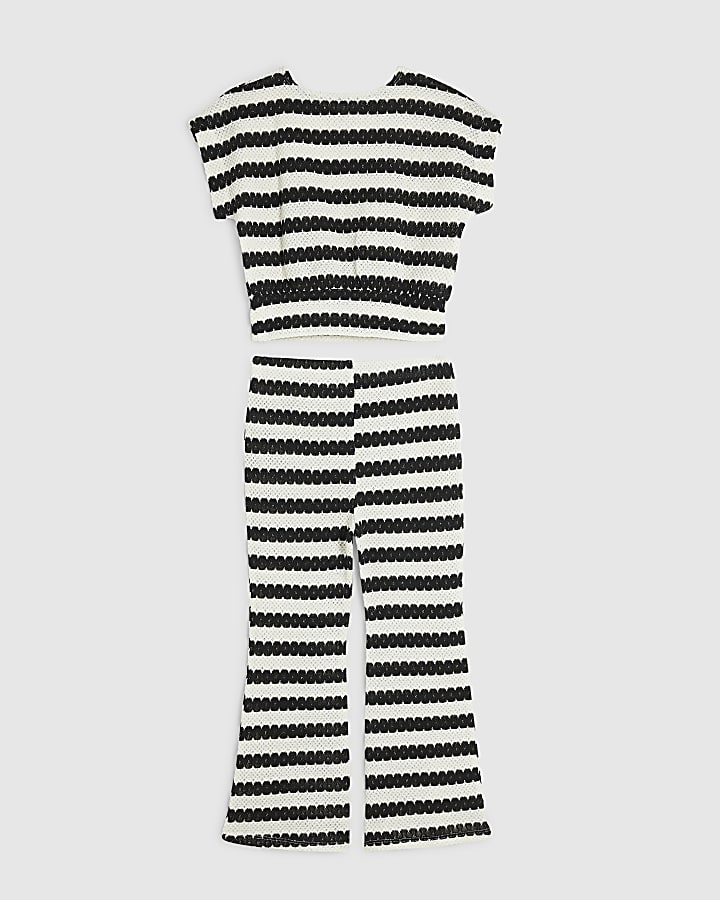 Girls Black Stripe T-Shirt Set