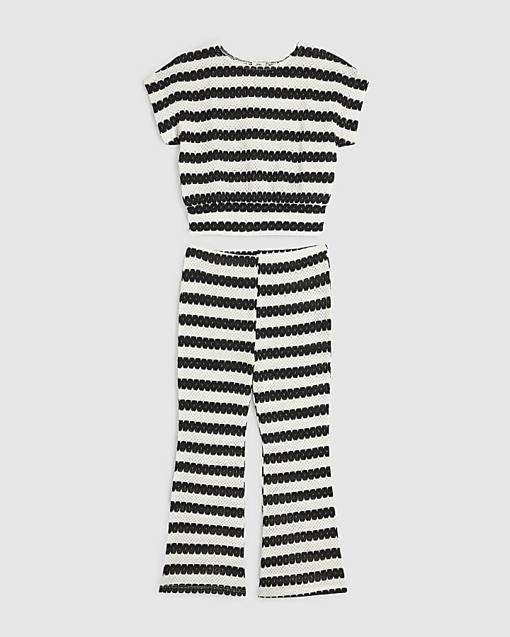 Girls Black Stripe T-Shirt Set