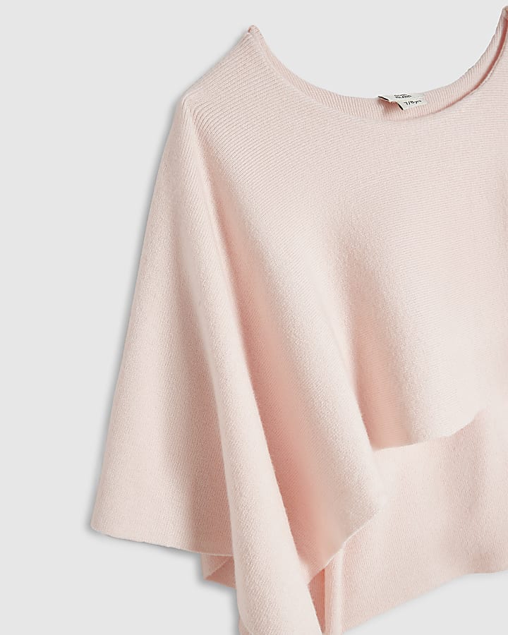 Girls Pink Long Sleeve 2-In-1 Cape Jumper