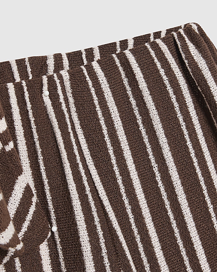 Girls Brown Stripe T-Shirt and Trousers Set