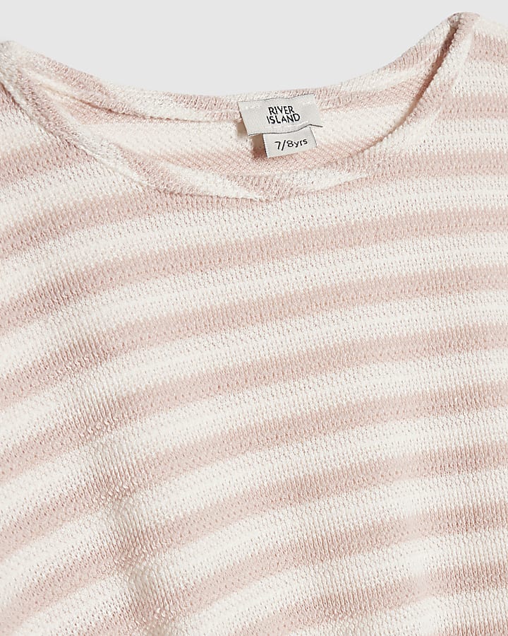 Girls Pink Stripe T-shirt and Trousers Set