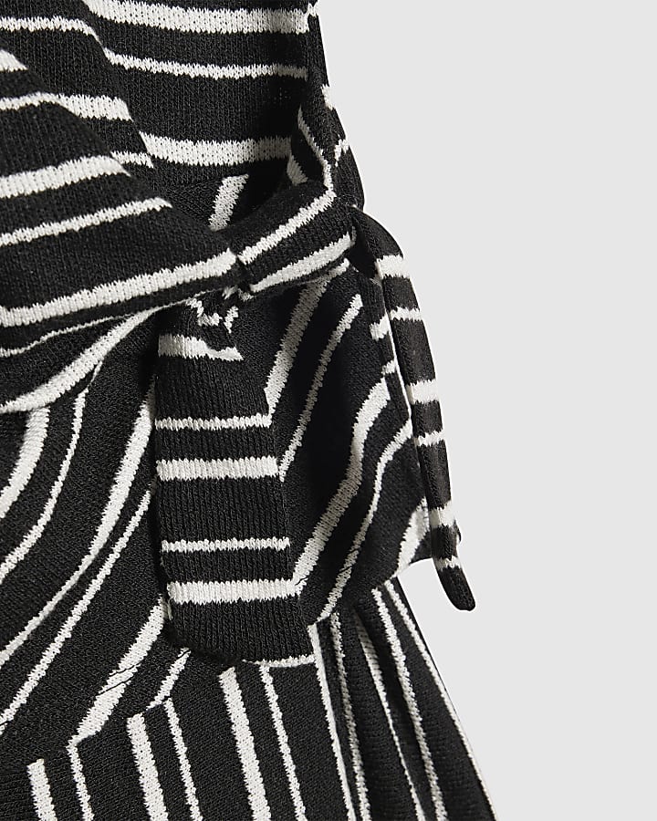 Girls Black Stripe T-Shirt and Trouser Set
