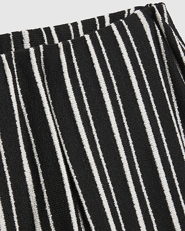 Girls Black Stripe T-Shirt and Trouser Set