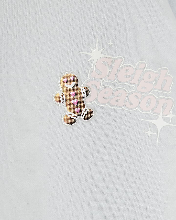 Mini Girls Blue Sleigh Season Hoodie