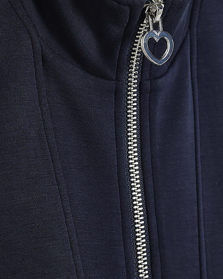 Girls Navy Premium Funnel Neck Jumpsuit