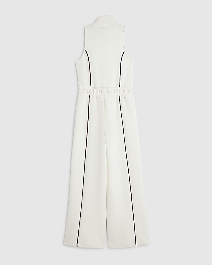 Girls Cream Premium Funnel Neck Jumpsuit