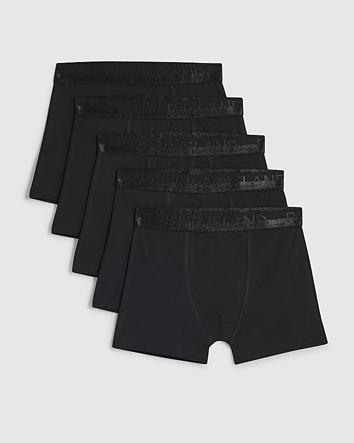Boys Black Metallic Pack Of 5 Boxers
