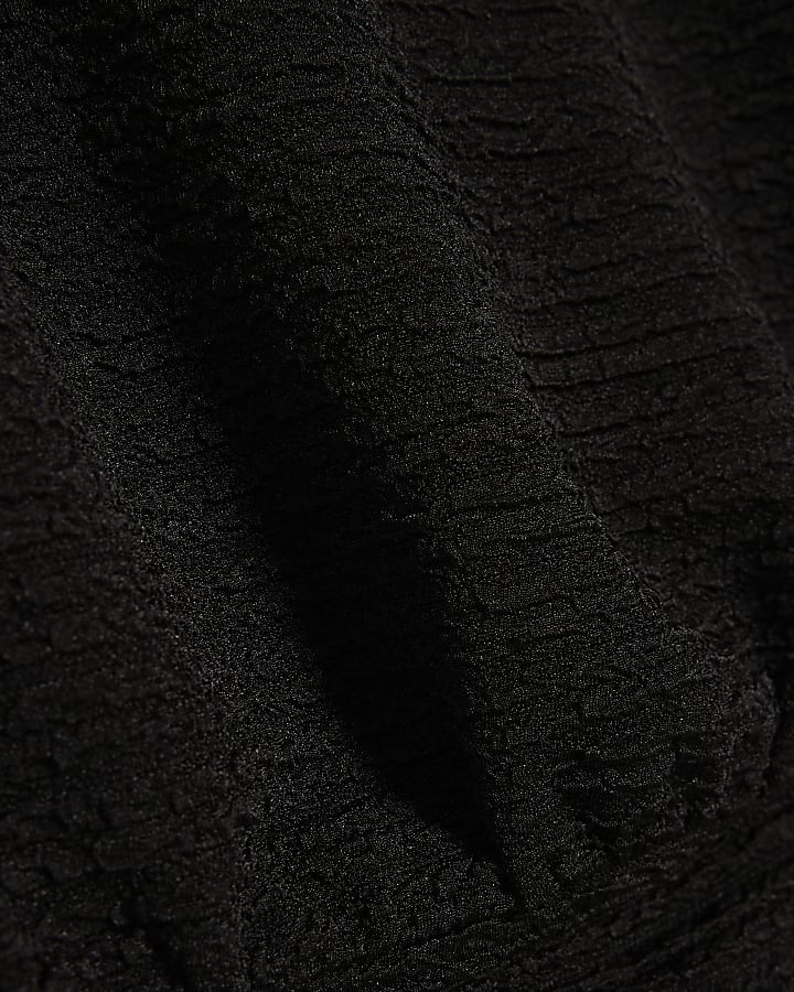 Girls Black Textured Cinched Trouser Set