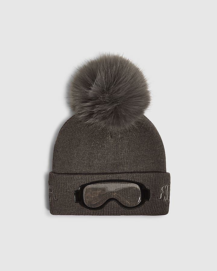 Boys Grey Goggle Beanie