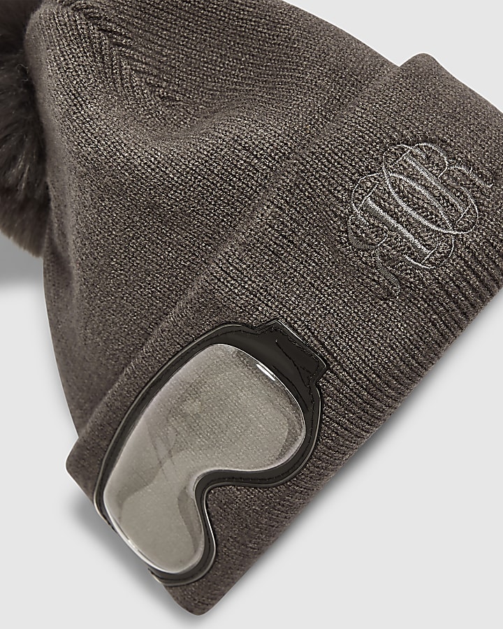 Mini Boys Grey Goggle Beanie