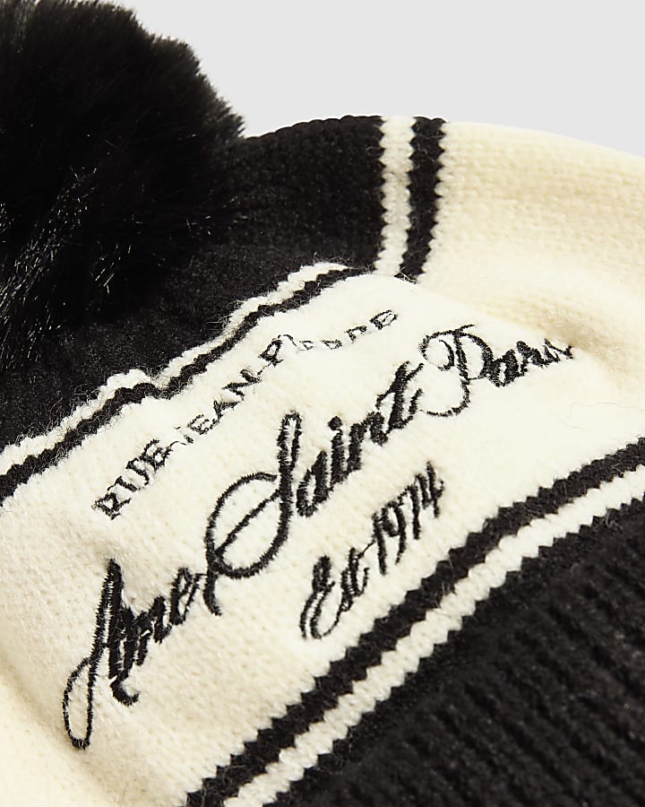 Mini Boys Black Colour Block Beanie