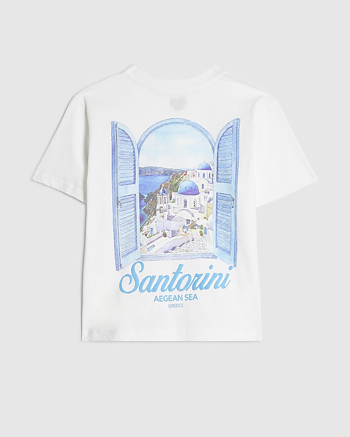 Boys White Santorini Scenic T-Shirt