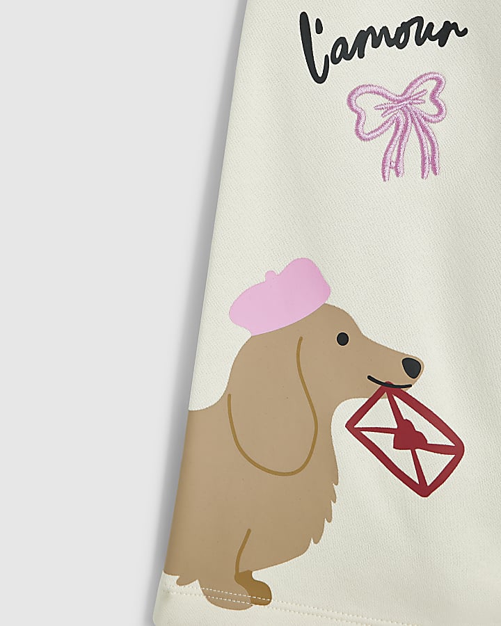 Mini Girls Cream Sausage Dog Joggers