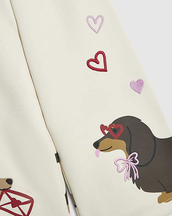 Mini Girls Cream Sausage Dog Joggers