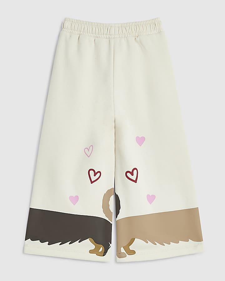 Mini Girls Cream Sausage Dog Joggers