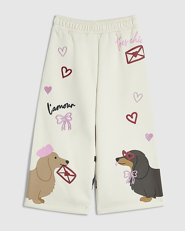 Mini Girls Cream Sausage Dog Joggers