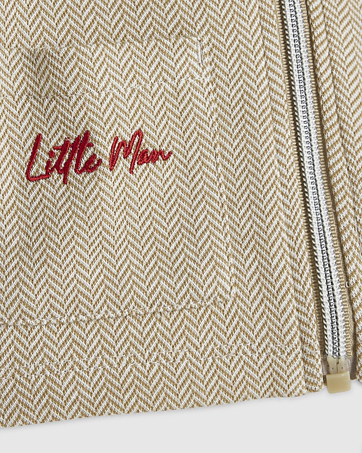 Baby Boys Beige Herringbone 3 Piece Set