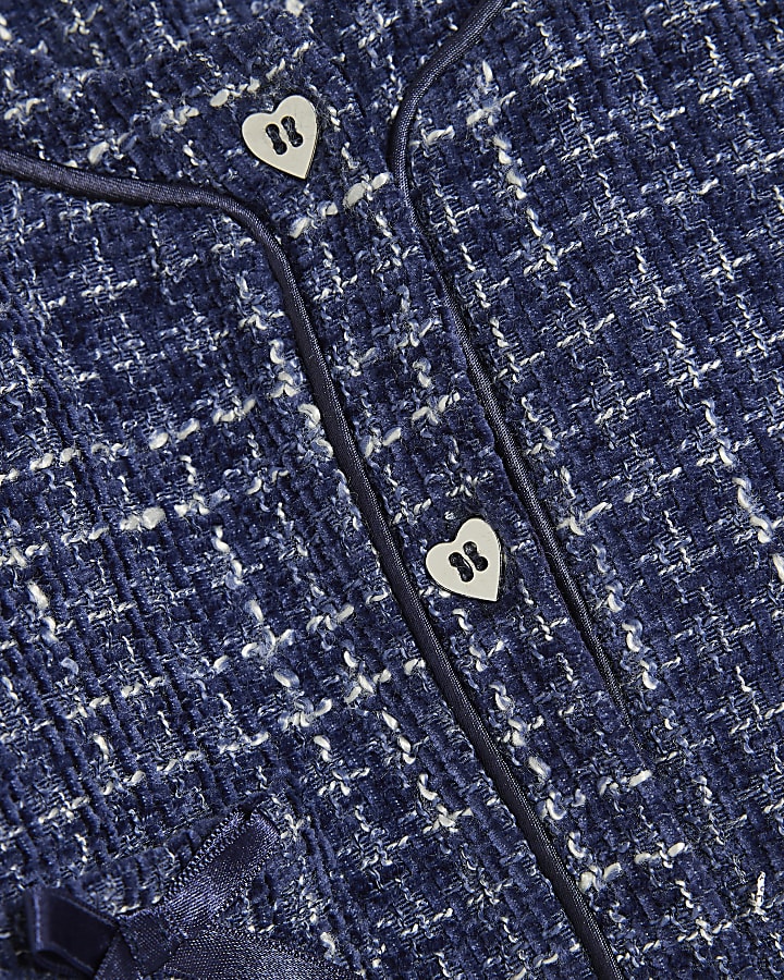 Baby Girls Blue Boucle Jacket 3 Piece Set