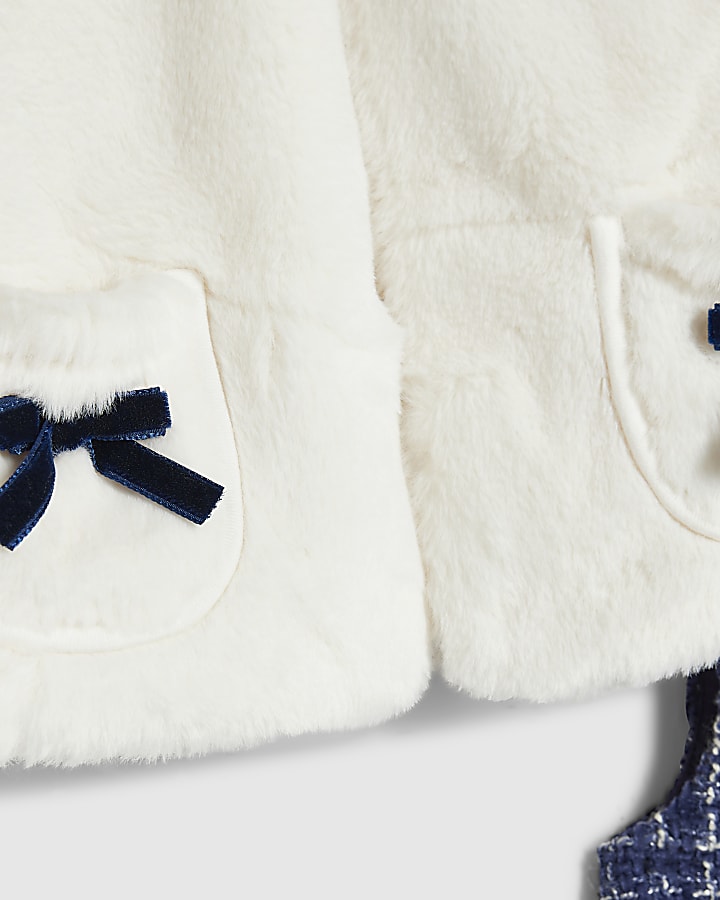 Baby Girls Blue Boucle Dress And Coat Set
