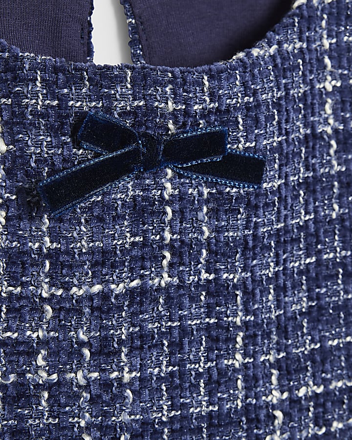 Baby Girls Blue Boucle Dress And Coat Set