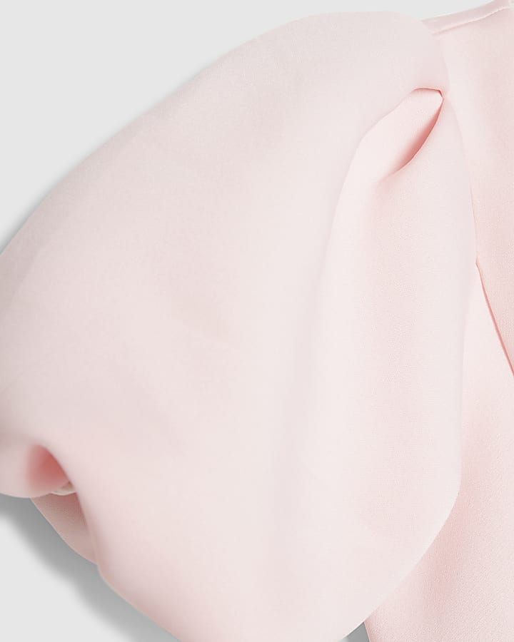 Girls Pink Premium Heart Puff Sleeve Dress
