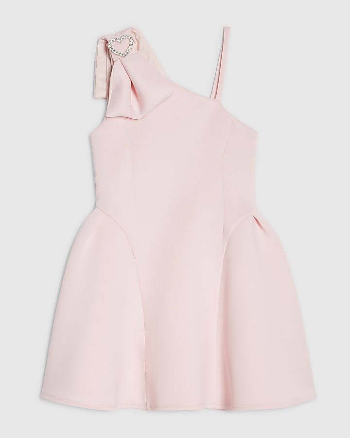 Girls Pink Premium One Shoulder Dress
